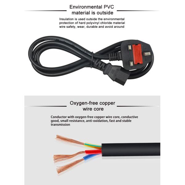 Customizable 2M 3M British Power Cable Laptop Power Extension Cord