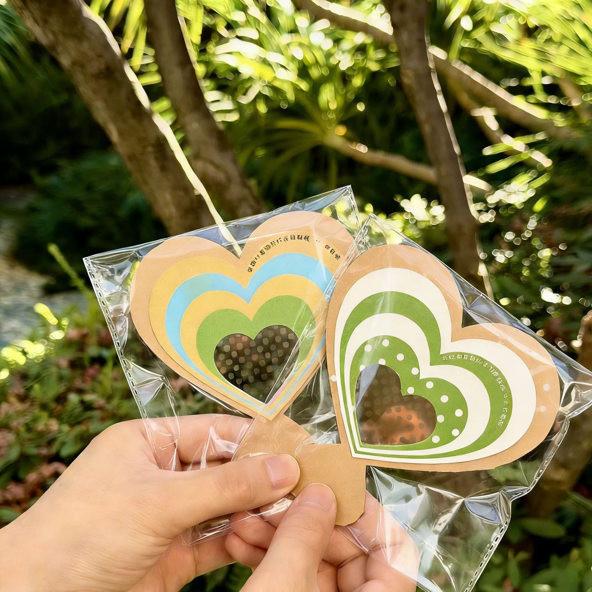 Custom OEM Diffraction Heart Card Printing Interactive Rainbow Light Effect Cards