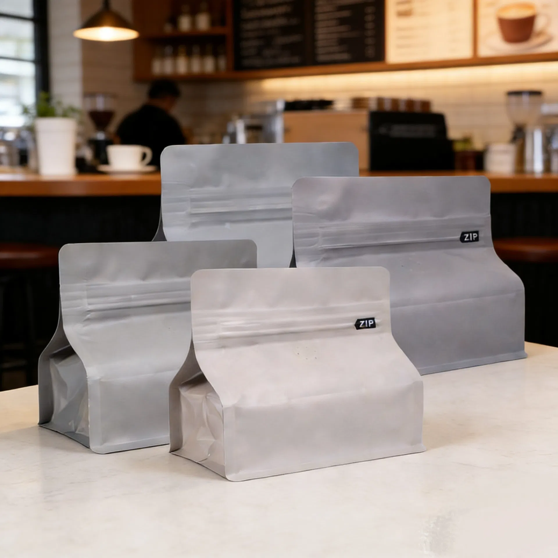 Coffee beans packaging demonstration