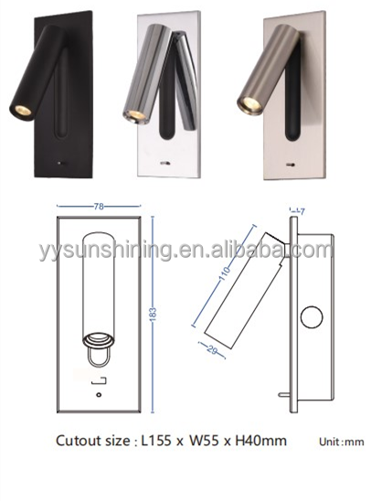 Plastic Shade 3W LED Light Source Minimalist Adjustable Indoor Wall Light with USB Port
