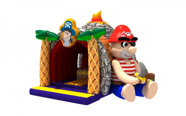 Buy Volcano Printing Pirate Themed Kids Inflatable Bounce House With Slide at wholesale prices