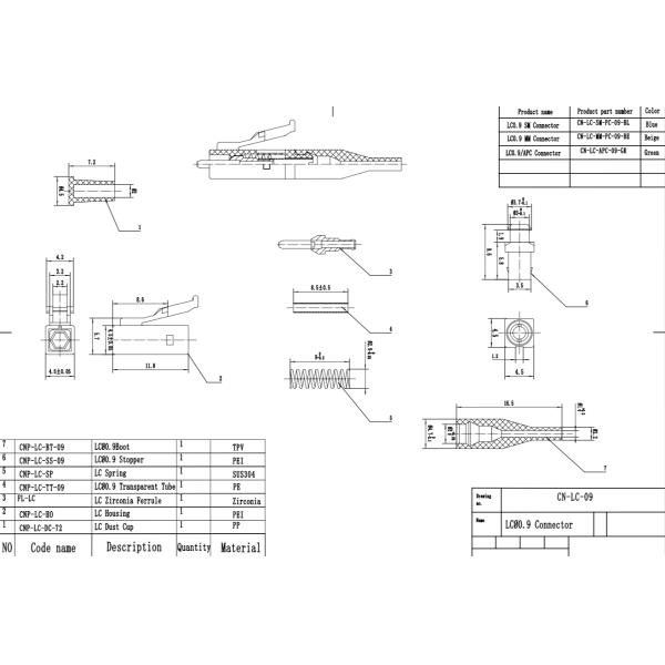 LC 0.9mm Fiber Patch Cord Connectors Singlemode / Multimode RoHS Compliant