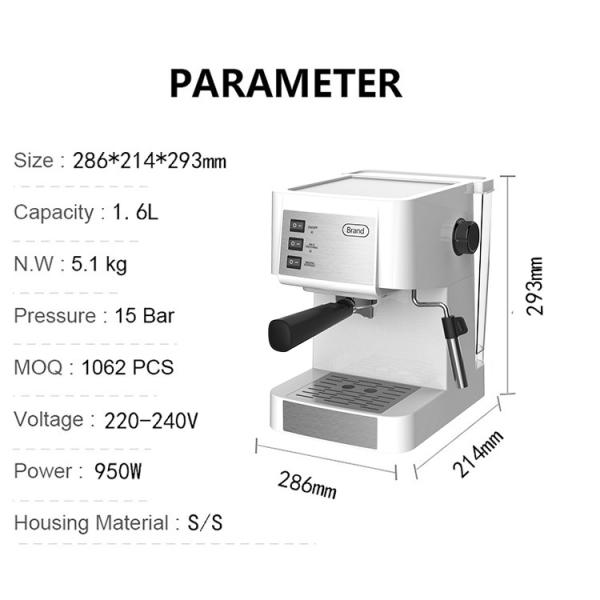 CM-1699 Household Stainless Steel Espresso Coffee Machine Push Button Control