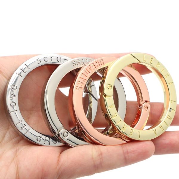 27mm Openable Push Gate Metal Spring O Ring Clip, Popular Circular Spring Key Ring Clasp for Keychains & Bag Charm Accessories