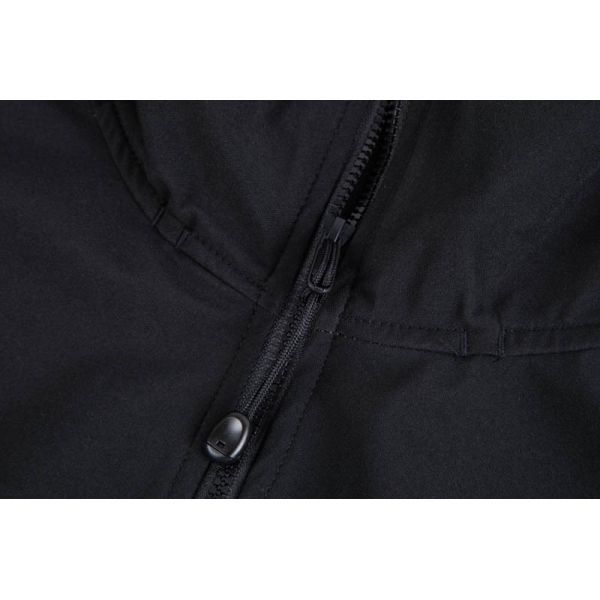 Men's black softshell hooded jacket back view