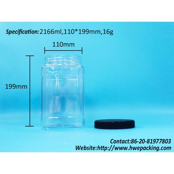 Transparent Packaging Jars Square Shape Plastic PET Black Lid For Food Candy Cookies Noodles