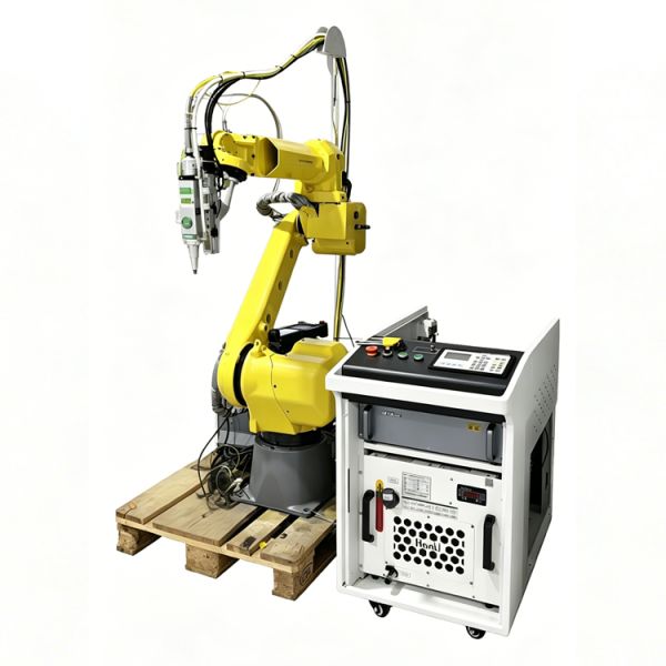 FANUC Laser Cutting Cell with Automatic Loading/Unloading and Turn Table for Mass Production of 3D Metal Workpieces in Automotive Industry