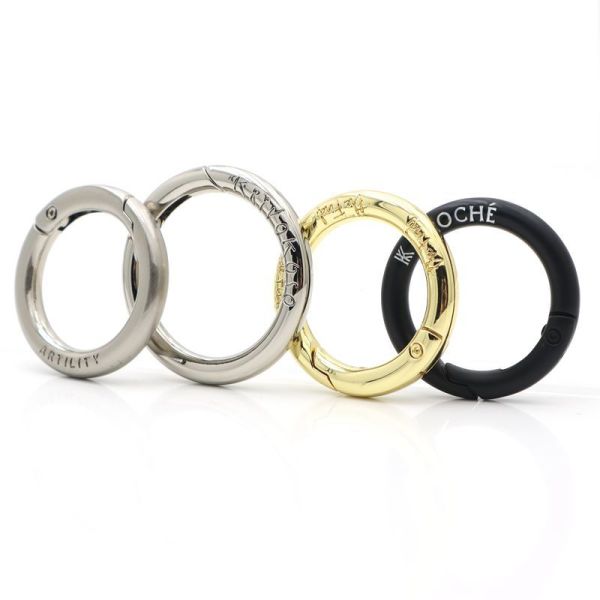 38mm round spring o ring with charm loop zinc alloy custom openable charm clasp