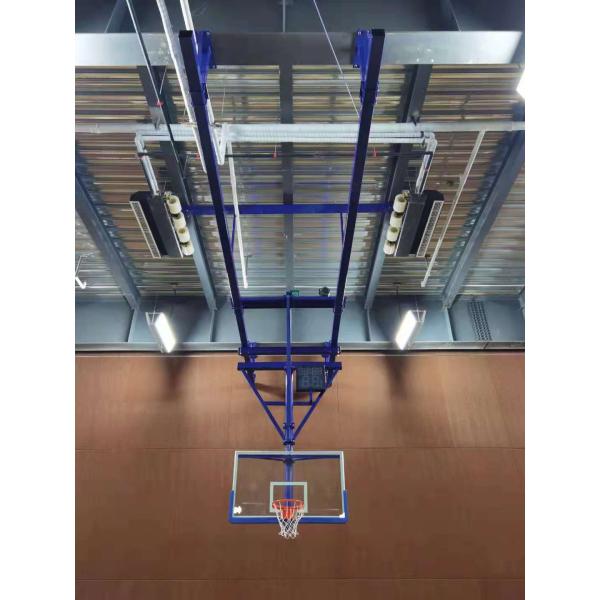Tempered Glass Backboard Basketball Hoop Electric Folding Suspended
