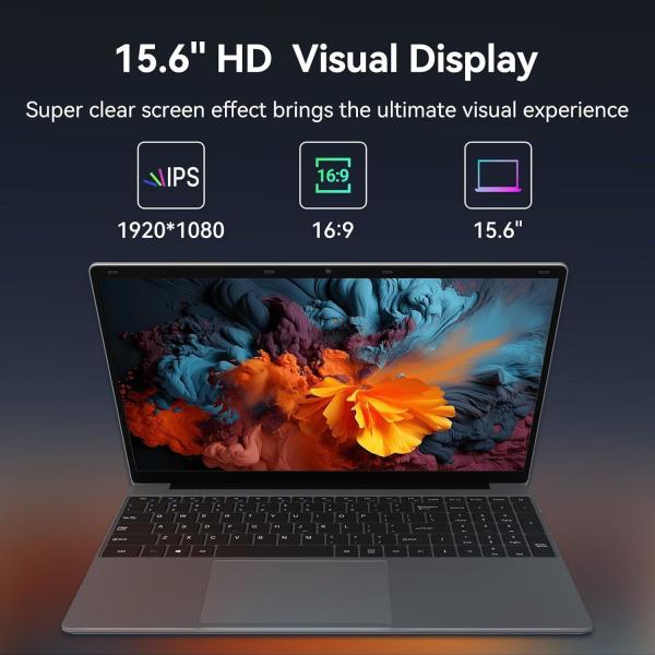 HD Display 15.6 Inch Laptop Computer Intel UHD Graphics 180°Open Angle Windows 11