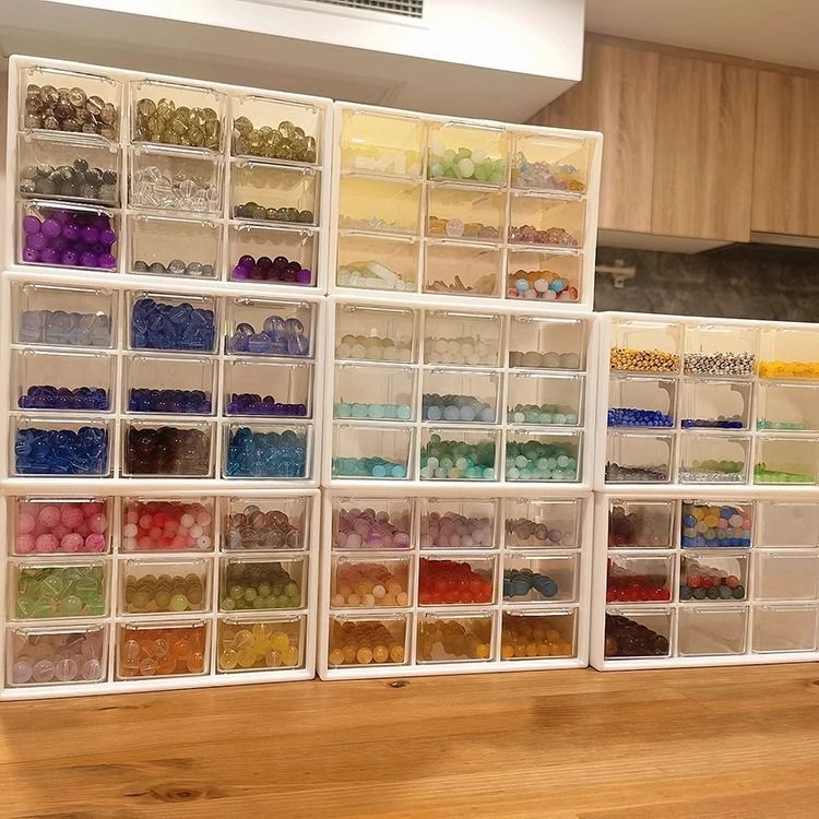 Stackable 9 Grids Cosmetic Storage Box Transparent Drawer Organizer for Lipstick Jewelry