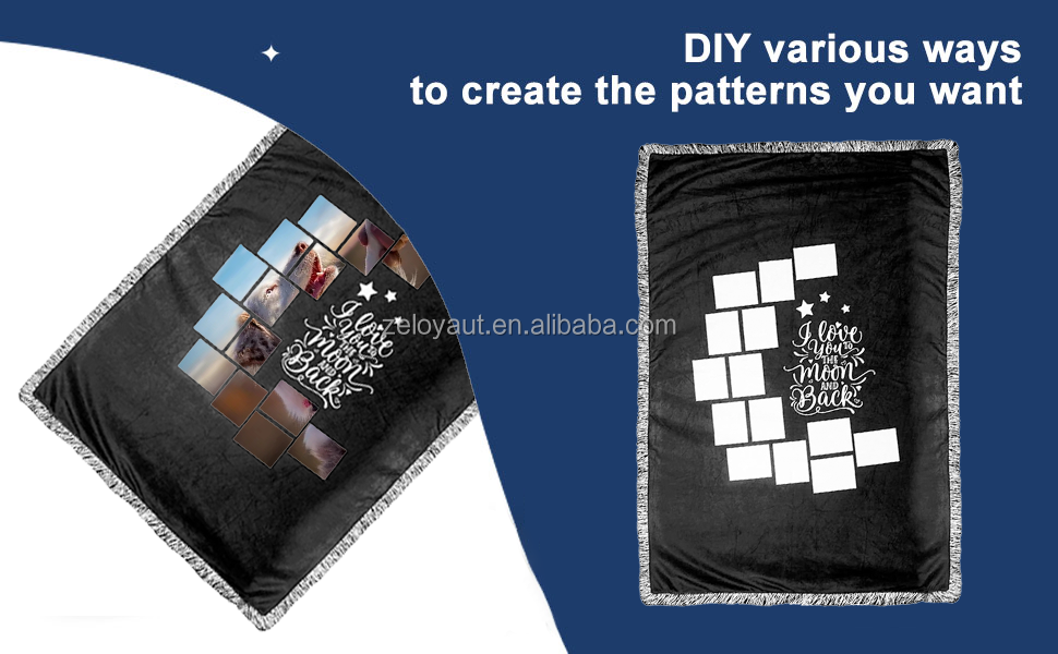 ZELOYAUT Sublimation Moon Shape Grounded Throw Blanket100% Polyester Personalized Blank Throw Blanket Custom Logo Custom Design