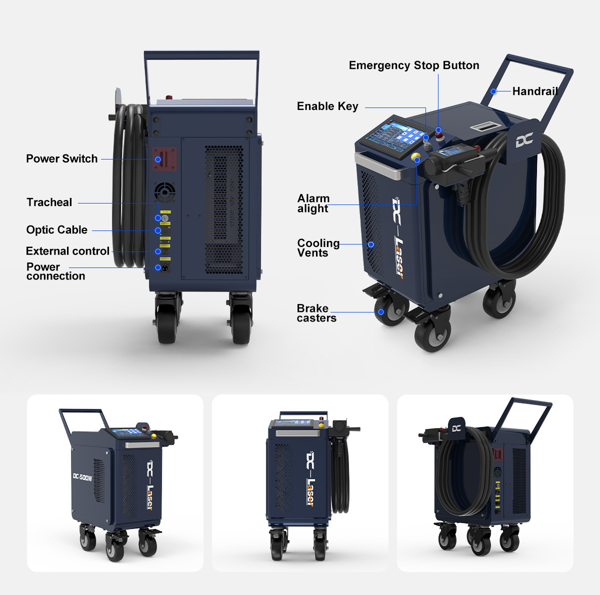 300W 500W Trolley-type Pulsed Laser Cleaning Machine
