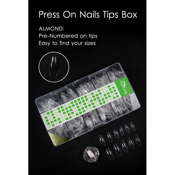 MSDS Certification Included Plastic Artificial Nails Customized Full Cover Nail Tips 100 Pcs French Short C Curve Xl