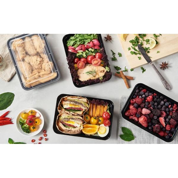 28 Oz 1 Compartment Black Rectangular Reusable To Go Lunch Prepping Boxes BPA-Free Microwavable Freezer Dishwasher