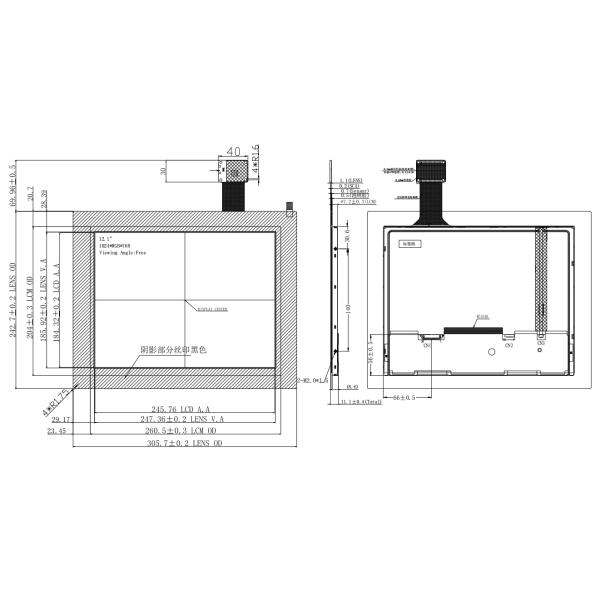 12.1 Inch Outdoor 850nits High Brightness LCD Display Module with Capacitive Touch 1024×768