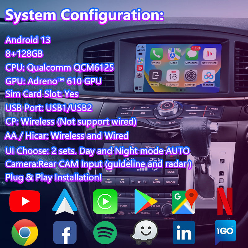 Lsailt Android Carplay Multimedia Interface for 2010-2020 Nissan Elgrand E52