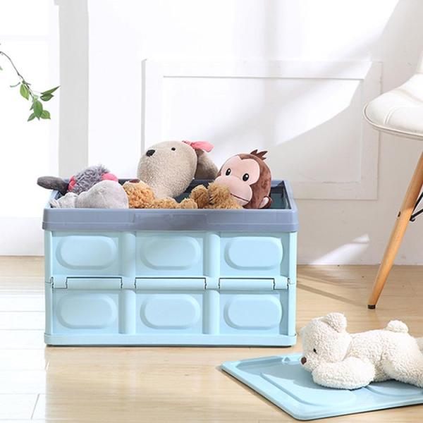 Multiscene Lidded Folding Plastic Storage Box , Washable Collapsible Totes With Lid