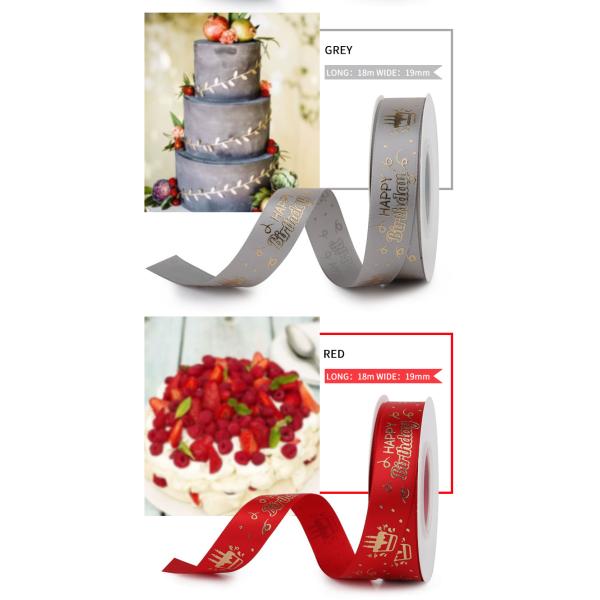 3 inch Solid Color taps printed letter for birthday party Polyester Material Satin Ribbon