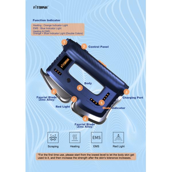 Multifunctional Fitdash Heated Vibrating Muscle Scraper with Red Light Rated Power 30W