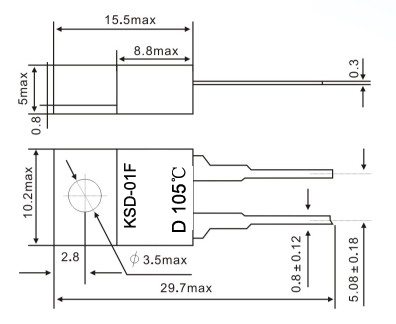 High Accuracy Micro Thermal Switch High Reliability Temperature Cutoff Switch