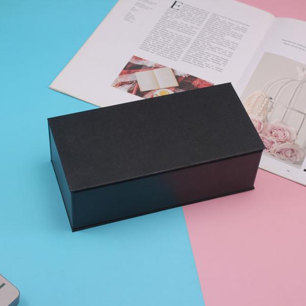 Empty Packaging Box Special Paper Magnetic Black Rectangular Flip Cover Paper Box Can Be Customized With Logo