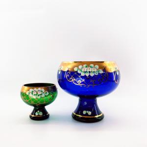 China Blue Handmade Fruit Bowls Glass Kitchen Tableware Fruit Bowl on sale