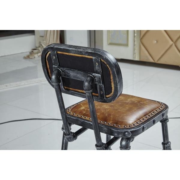 High Back Leather Bar Stools , Kitchen Upholstered Counter Height Stools Tan Brown Color