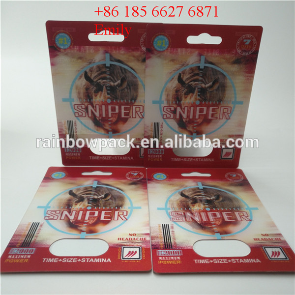 Private Labels Blister Card Packaging , Rhino Pill Plastic Blister Packaging