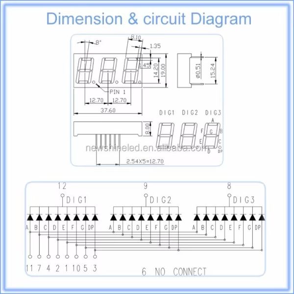 0.56 Inch 3 digit LED Seven Segment Display
