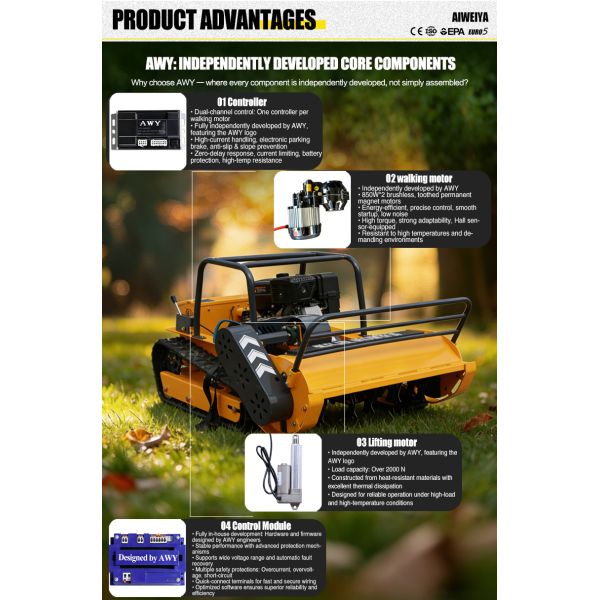 Durable Flail Mower with Enhanced Cutting System, Efficiently Cuts Tall Grass, Weeds and Brush, Stable Structure