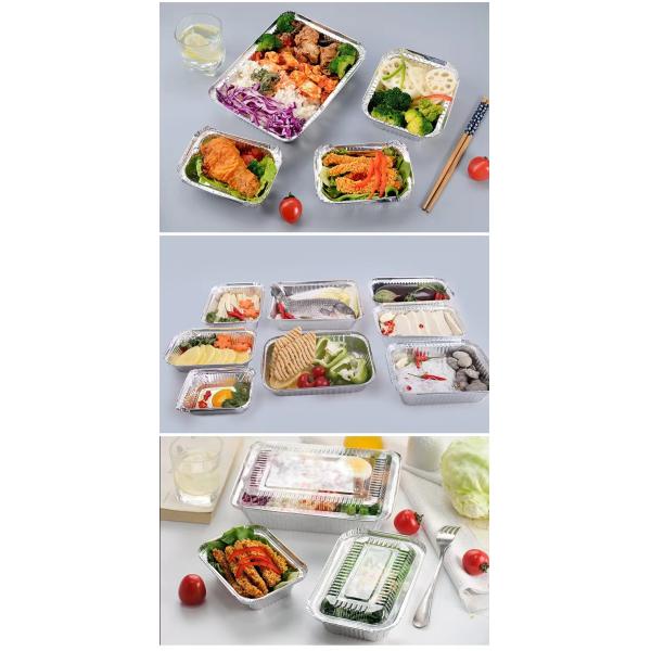 Convenient and Durable Rectangular Silver Aluminum Foil Container for Food Packaging
