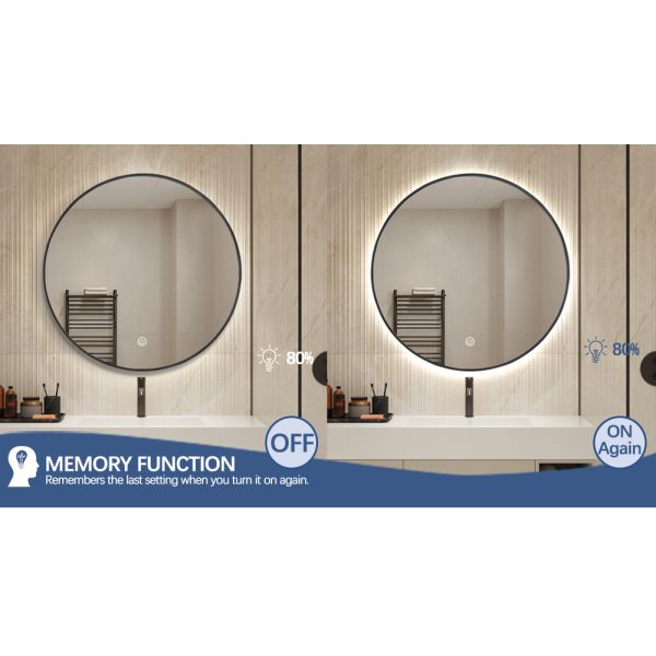 Aluminium Alloy Framed Round Bathroom Mirror With Back Light
