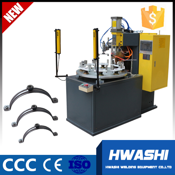 Pipe Clamp Nut Automatic Welding Machine With Rotary Table And Discharge Arm