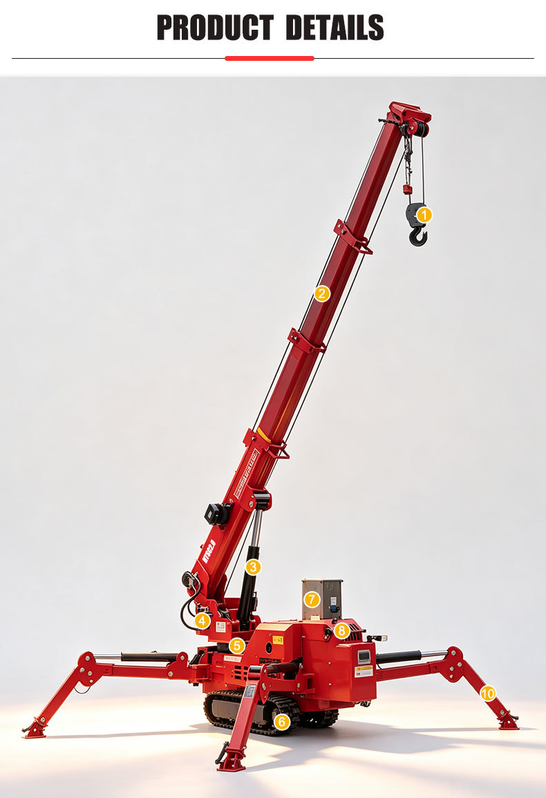 2 tons crawler spider crane telescopic boom