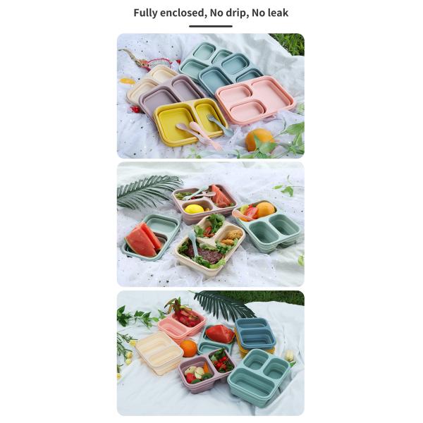 US 1000ml Thermal Lunch Box Microwave Safe 3-Compartment Customized Straight Style