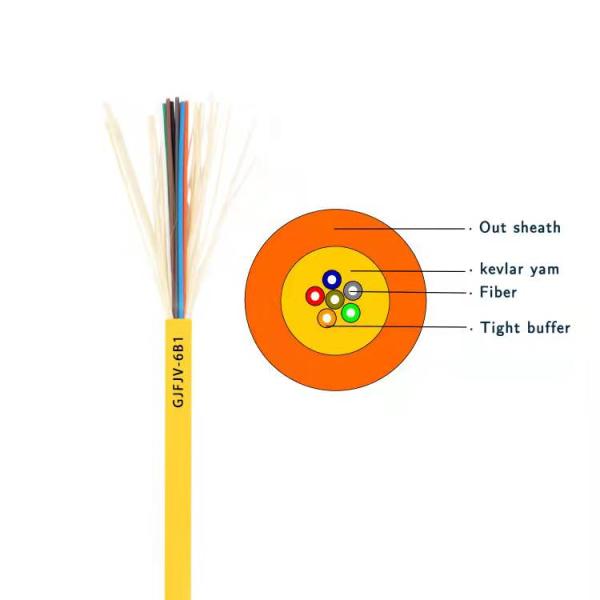 High-Performance GJFJV Multi-Fiber Singlemode Tight-Buffered Indoor Distribution Cable – Flame-Retardant, Easy Termination, Durable Aramid Strength,