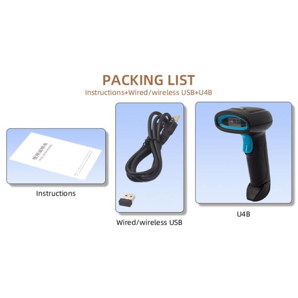 2000mA Battery Capacity Handheld QR Code Reader with Long Distance Wireless Scanning
