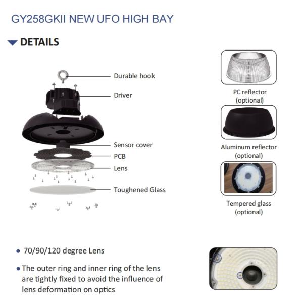 150lm/W 150W 200W LED UFO High Bay Light For Workshop Office
