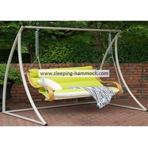 Fade Resistant Double Camping Hammock Chair Stand Porch Taupe , Hammock Swing