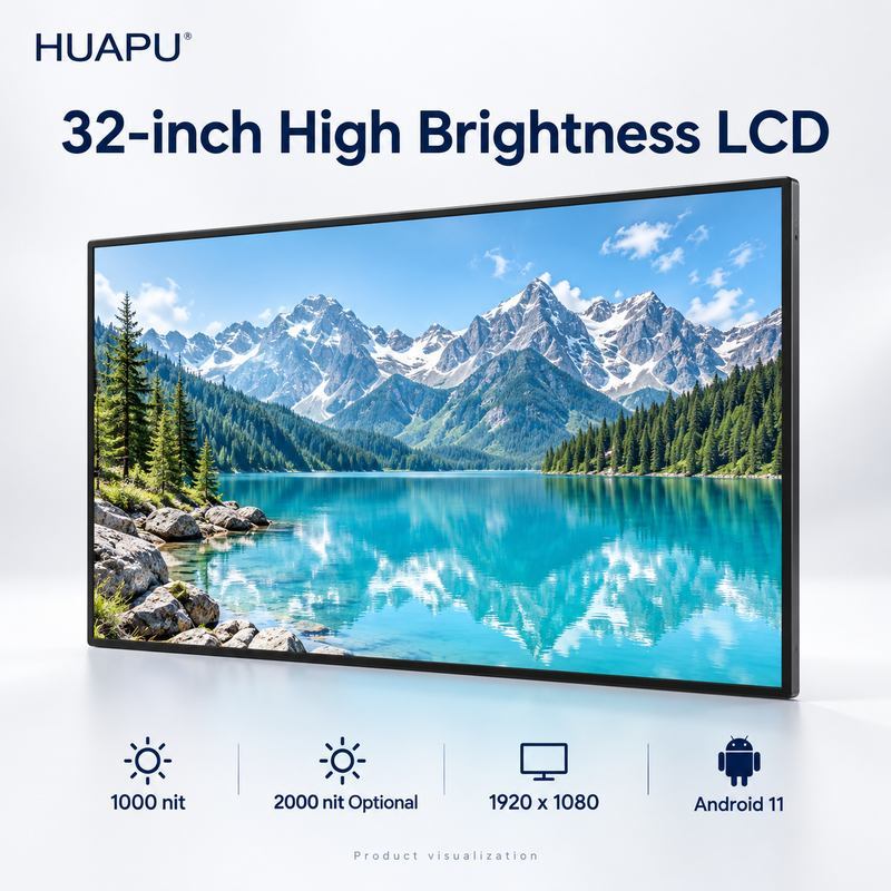 1000 Nit 2000 Nit High Brightness LCD Screen 32 Inch Digital Restaurant Menu Board