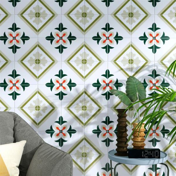 Green Red 20x20cm Ceramic Rustic Tile Non-Slip Indoor Floor