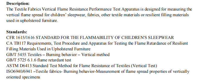 YYF038 Textile Fabrics Vertical Flame Resistance Performance Test Apparatus