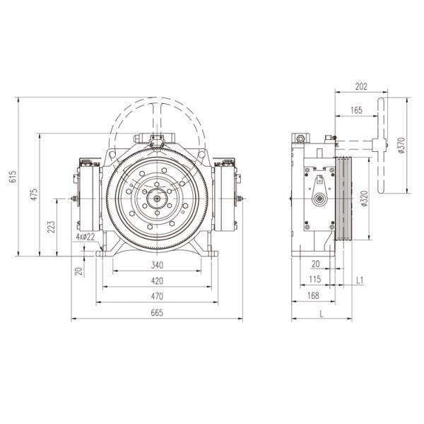 S5-40%ED Gearless Traction Machine For Machine Room Less Lift Parts