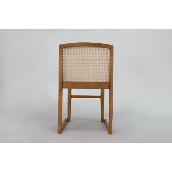 OEM Service Accepted Nordic Furniture Stackable Rattan Backrest Solid Wood Dining Chair for Hotel Restaurant