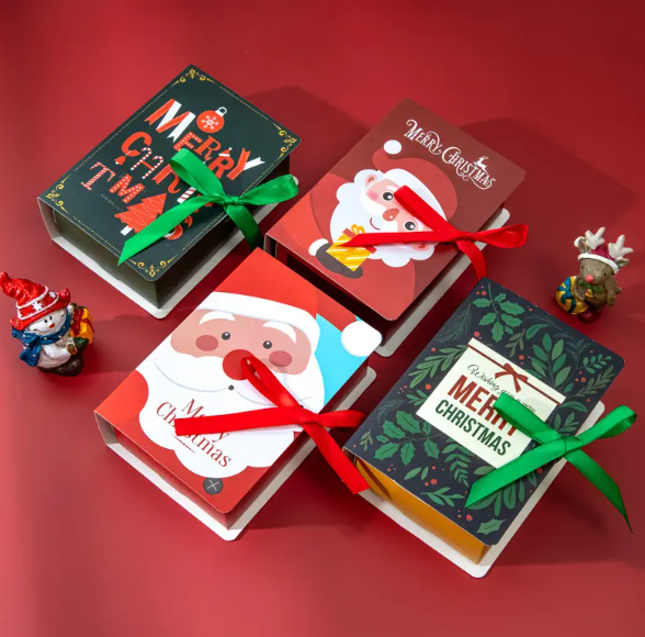 Folding Gift Boxes Chocolate Cookie Candy Book Shape Gift Paper Packaging Box