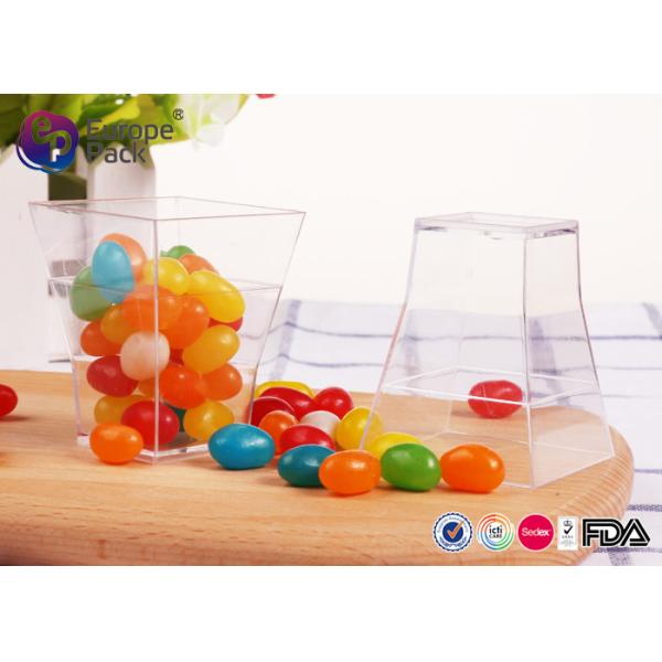 Custom Made LFGB Free Plastic Square Cups For Ice Cream / Dessert