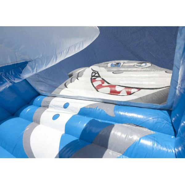Amusement Park Large Inflatable Slide Hire Blue Shark Inflatable Slide Safe Nontoxic