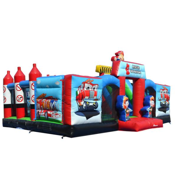 Fireman Giant Inflatable Obstacle Course Race Double Stitching For Outdoor Activities