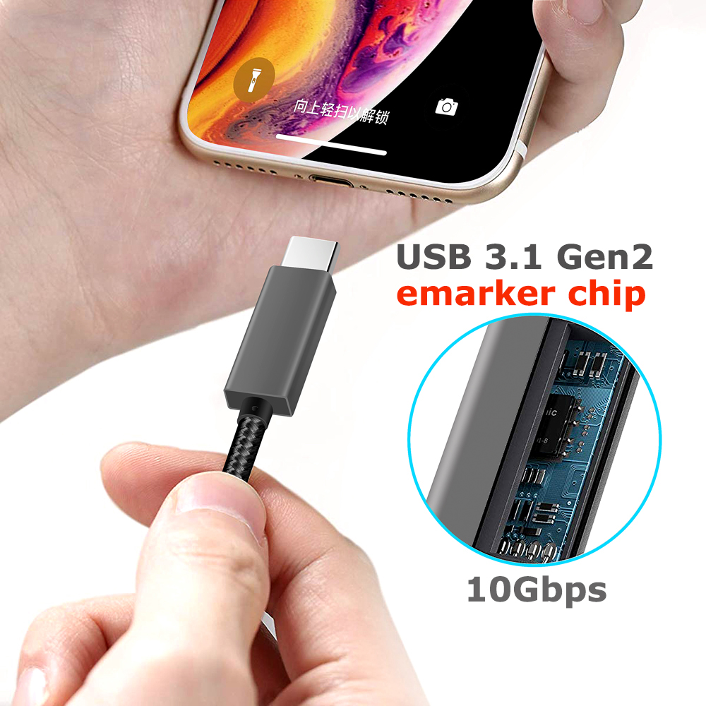 Data Sync Head Nylon Braided Usb C Quick Charge Cable